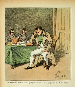 Ilustrace Bombardovaného Ludvíka (1862-1927) z knihy „The memorial se Sainte Helene“ od hraběte Emmanuela de Las Cases (1766-1842): Císař Napoleon medituje v reakci svých památníků, Soukromá sbírka od Louis Charles Bombled