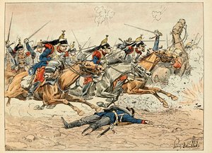 Ilustrace převzatá z knihy „Les heros du Siecle“, neoficiální recitace Dicka de Lonlay a ilustrované Louisem Bombledem (1862-1927) od Louis Charles Bombled