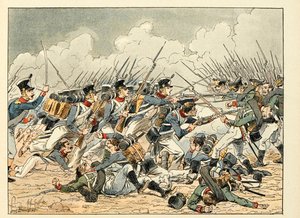 Ilustrace převzatá z knihy „Les heros du Siecle“, neoficiální recitace Dicka de Lonlay a ilustrované Louisem Bombledem (1862-1927) od Louis Charles Bombled