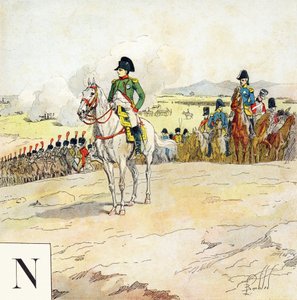 Písmeno N: Napoleon, "Budu vojákem" (I Will be a soldier) - Vojenská abeceda od Louis Charles Bombled