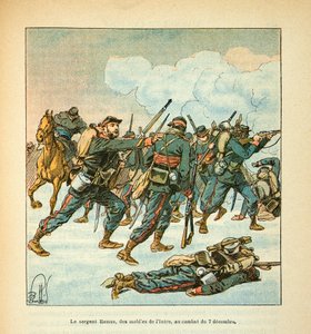 Armee of the Loire od Eugene Sergeant, známý jako Grenest, ilustrovaný Louisem Bombledem (1862-1927) (francouzsko-německá válka; kampaň 1870-1871): Seržant Ramus z mobilu Isere v bitvě 7. prosince od Louis Charles Bombled