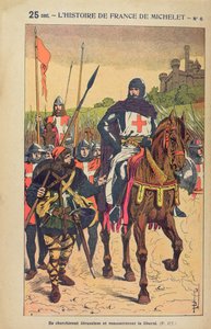Odjezd na křížové výpravy, ilustrace z „Histoire de France“ od Julese Micheleta (1798-1874) kolem roku 1900 od Louis Charles Bombled