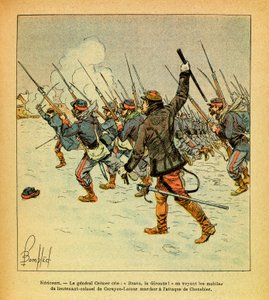 Východní armáda Eugena seržanta, známá jako Grenest, ilustrovaná Louisem Bombledem (1862-1927) (francouzsko-německá válka; kampaň 1870-1871): leden 1871, Hericourt, generál Cremer křičí „Bravo, La Gironde“, když vidí motivy podplukovníka od Louis Charles Bombled