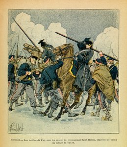 Východní Armee seržanta Eugena, známá jako Grenest, ilustrovaná Louisem Bombledem (1862-1927) (francouzsko-německá válka; kampaň 1870-1871): leden 1871, Hericourt, motivy Varů, na příkaz velitele Svatý Martine, lovte Uhlany f od Louis Charles Bombled