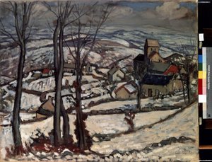 Vesnice v Morvan pod sněhem. Obraz Louise Charlota (1878-1951) od Louis Charlot