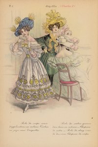 Francouzská móda: 1829-1830, Karel X. (barevná litografie) od Louis Colas