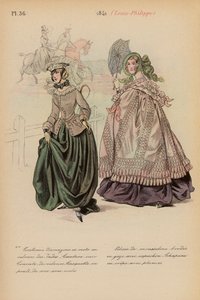 Francouzská móda: 1841, Louis-Philippe (barevná litografie) od Louis Colas