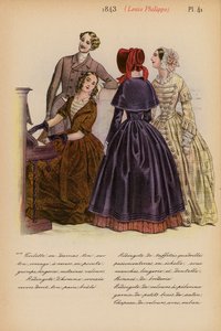 Francouzská móda: 1843, Louis-Philippe (barevná litografie) od Louis Colas