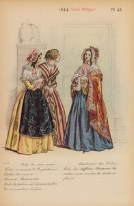 Francouzská móda: 1844, Louis-Philippe (barevná litografie) od Louis Colas