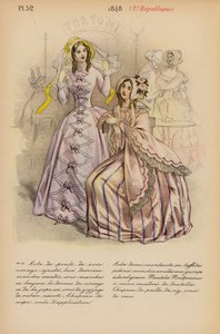 Francouzská móda: 1848, 2e Republique (barevná litografie) od Louis Colas