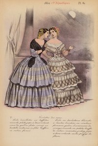 Francouzská móda: 1852, 2e Republique (barevná litografie)