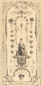 Sedící žena hrající na kytaru od Louis Crépy after Antoine Watteau