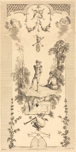 Ovčák tančí za zvuku flétny od Louis Crépy after Antoine Watteau