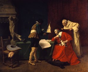 Richelieu studuje plány útoku na obléhání La Rochelle od Louis Debras
