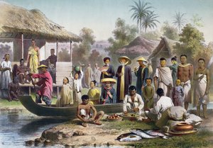 Annamský, kambodžský a siamský kostým, překreslila Janet Lange a vyryla Eugene Ciceri, kolem roku 1870 od Louis Delaporte