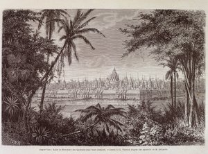 Pohled na Angkor Thom kolem roku 1870 - v "" Voyage au Cambodia "" Louis Delaporte, Paříž
