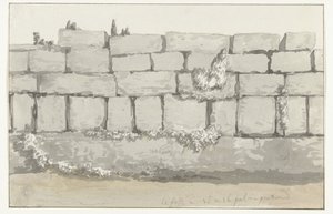 Exteriér vnější zdi starověkého chrámu ve starověkém městě Manduria Struktura exteriéru mur exteriéru láncienne Mandurie Voyage en Italy a Sicile et à Malte - 1778 (název série)