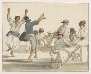 Dansende maltezer matrozen Tanec našich maltských námořníků (název na předmětu) Cesty po Itálii, Sicílii a Maltě - 1778 (název série) od Louis Ducros