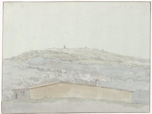 Gezicht op Montefusco Pohled na Montefusco (název na objektu) Cesty po Itálii, Sicílii a Maltě - 1778 (název série) od Louis Ducros