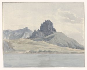 Pohled na pobřeží Pentidatilo na druhé straně mysu Spartivento Vue de la cote de Pentidatilo au delà du Cap de Spartivento (název na objektu) Voyage en Italy a Sicile et à Malte - 1778 (název série) od Louis Ducros