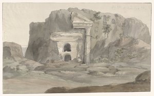 Hrobky s fasádou v dórském stylu vytesanou do skály poblíž Syrakus Voyage en Italy a Sicile et à Malte - 1778 (název série) od Louis Ducros