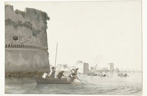Mosselvissers op Mare Piccolo bij de vestingwerken van Taranto Lov slávek v Mare piccolo Taranto při pohledu z rohu Citadely (název na objektu) Cesty po Itálii, Sicílii a Maltě - 1778 (název série)