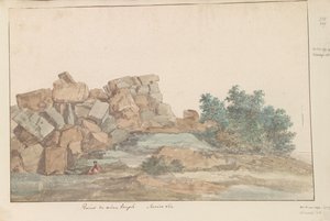 Chrám Resten van Zeus Olympus v Agrigentu Ruiny téhož chrámu. Druhý pohled (název na objektu) Cesty po Itálii, Sicílii a Maltě - 1778 (název série) od Louis Ducros