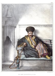 Řecký logotet Livadie. v „“ Cesta do Athén a Konstantinopole nebo sbírka řeckých a osmanských portrétů, pohledů a kostýmů, namalovaných na místech po přírodě, litografie a barvy od Louise Dupreho (1789-1837), žáka Davida. 1825. od Louis Dupré