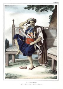 Kalioundji, vojenský námořník připojený k osmanskému admirautovi. v „“ Cesta do Athén a Konstantinopole neboli sbírka řeckých a osmanských portrétů, pohledů a kostýmů, namalovaných na místech přírody, litografie a barvy Louis Dupre (1789-1837), s. od Louis Dupré