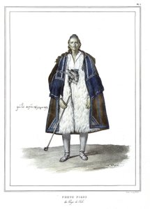 Fotografie Pikos ze země Suli, v „“ Cesta do Athén a Konstantinopole, nebo sbírka řeckých a osmanských portrétů, pohledů a kostýmů, namalovaných na místech přírody, litografie a barvy od Louise Dupreho (1789-1837), žáka Davida .1825. od Louis Dupré