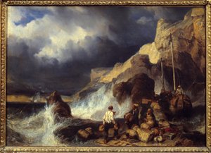 Pašeráci převážející zboží. Obraz Louise Gabriela Eugene Isabey (1803-1886)