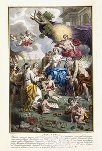 Industry, Frontispis z „Nejpřesnějšího popisu přírodních pokladů“, 1734-1765 od Louis Fabricius Dubourg
