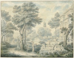 Arkádská krajina s hrobkou od Louis Fabritius Dubourg