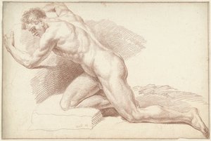 Mužský akt, klečící, tváří vlevo od Louis Fabritius Dubourg