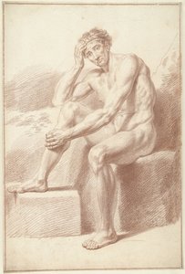 Mužský akt, sedící s pokrčenými koleny od Louis Fabritius Dubourg