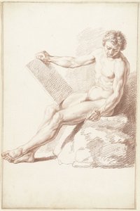 Sedící akademie nahá jako kreslíř od Louis Fabritius Dubourg