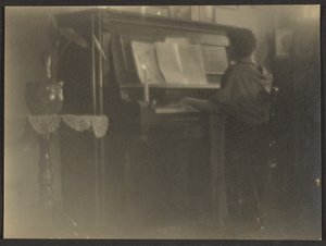 [Žena hrající na klavír] od Louis Fleckenstein