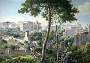 Pohled na kopec Quirinal v Římě, s vilou Colonna v pozadí, c.1800