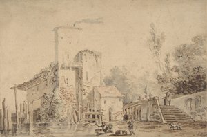 Statek u řeky s figurami, 1765.