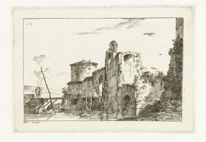 Pevnost a most přes řeku od Louis Gabriel Moreau