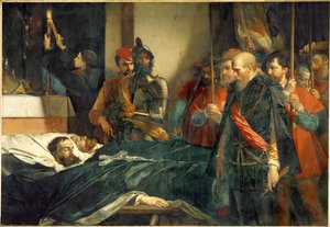 Poslední pocty hrabatům z Egmontu a Hoornu od bruselského velkovévody (malba na plátně)