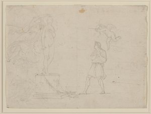 Study For Pygmalion And Galatea, c.1797 (křída na papíře) od Louis Gauffier