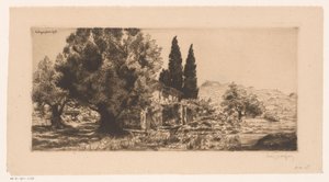 Gezicht op Les Lecques a Saint-Cyr-sur-Mer Les Lecques červen 1918 (název na objektu) od Louis Godefroy (signed by artist)
