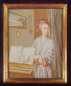 Portrét Brooka Taylora (1685-1731) 1720 (wc a tělová barva na pergamenu na kartonu)
