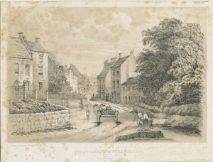 Eccleshall Village: litografie od Louis Haghe
