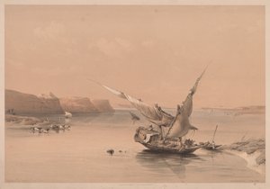 Egypt a Núbie: svazek II – č. 6, Přístup k pevnosti Ibrim, Núbie, 1838. od Louis Haghe