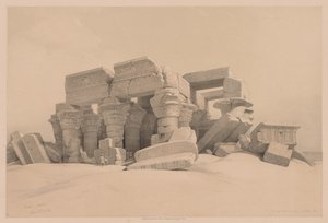 Egypt a Núbie: svazek I – č. 1, č. 2, pozůstatky sloupořadí chrámu Kom Ombo od Louis Haghe