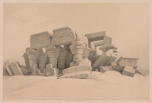 Egypt a Núbie: Svazek I – č. 1, č. 2, Pozůstatky sloupořadí chrámu Kom Ombo, 1838. od Louis Haghe