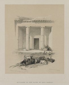 Egypt a Núbie, svazek I: Vstup do jeskyní Beni-Hasan, 1847. od Louis Haghe