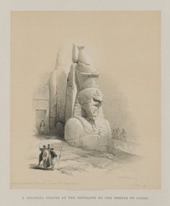 Egypt a Núbie, svazek I: Jedna ze dvou kolosálních soch Ramesese II. Vstup do chrámu v Luxoru od Louis Haghe
